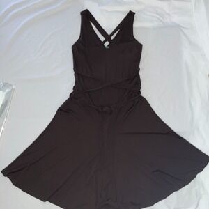 Lauren Ralph Lauren Womens Brown Bias Cut Wrap Tie Dress Sz L 90s Minimalist